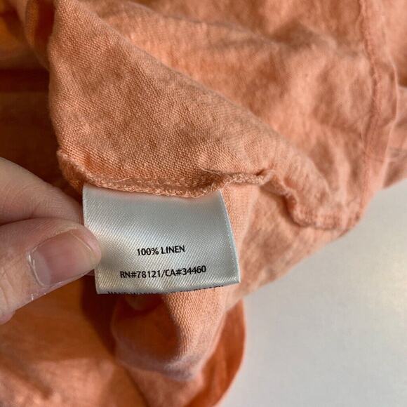 Eileen Fisher Shirt Womens L Large Peach Linen Quarter Sleeve Scoop Neck Top - Picture 11 of 13